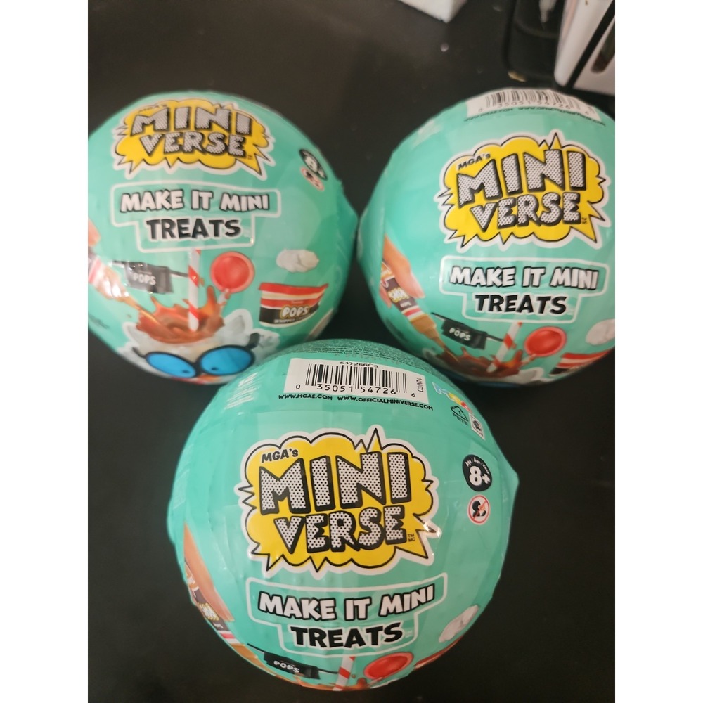 MGA Miniverse Make It Mini Treats Set Of 3 Series 1 Teal New Mystery Balls